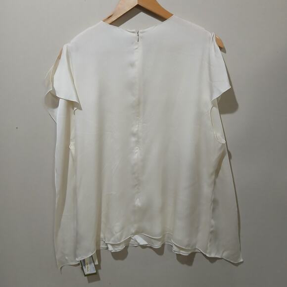 LILYSILK Shirt Womens XL White 100% Mulberry Silk Sleeveless Blouse Top Flaw - Picture 3 of 10